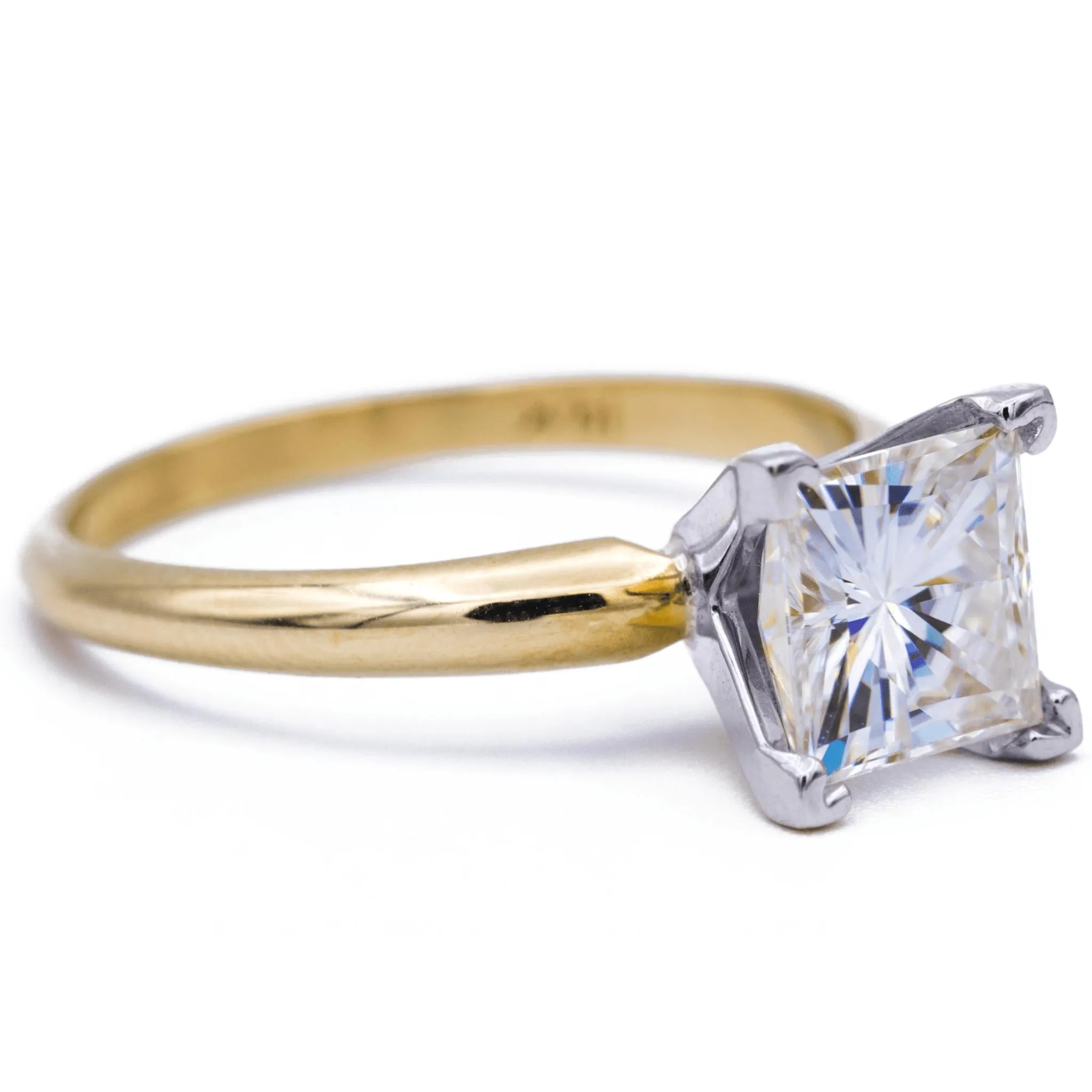 Square Moissanite 4 Prongs FANCY Solitaire Ring