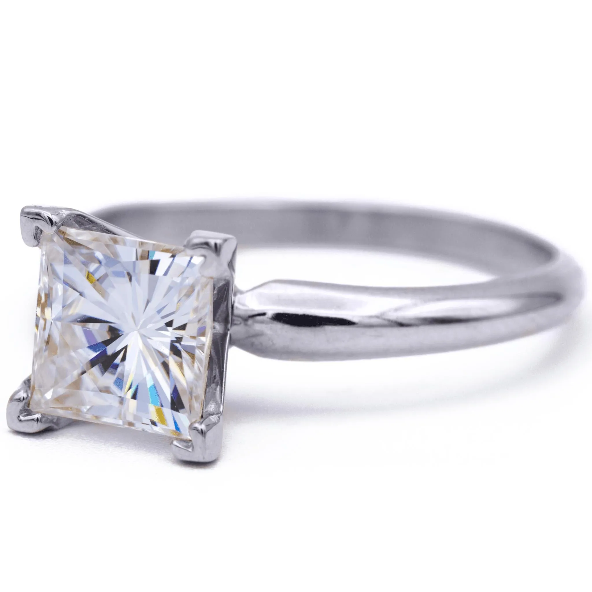 Square Moissanite 4 Prongs FANCY Solitaire Ring