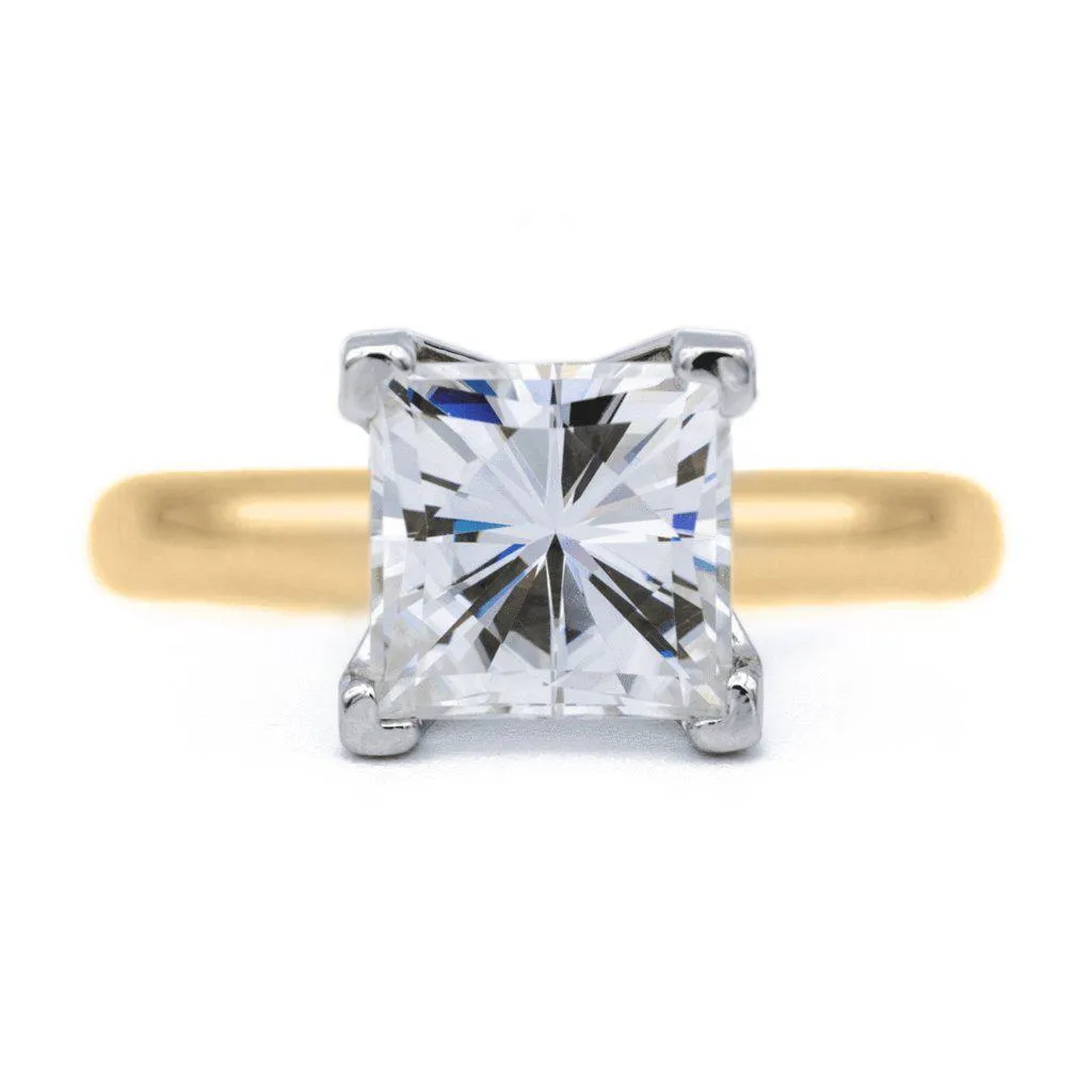 Square Moissanite 4 Prongs FANCY Solitaire Ring