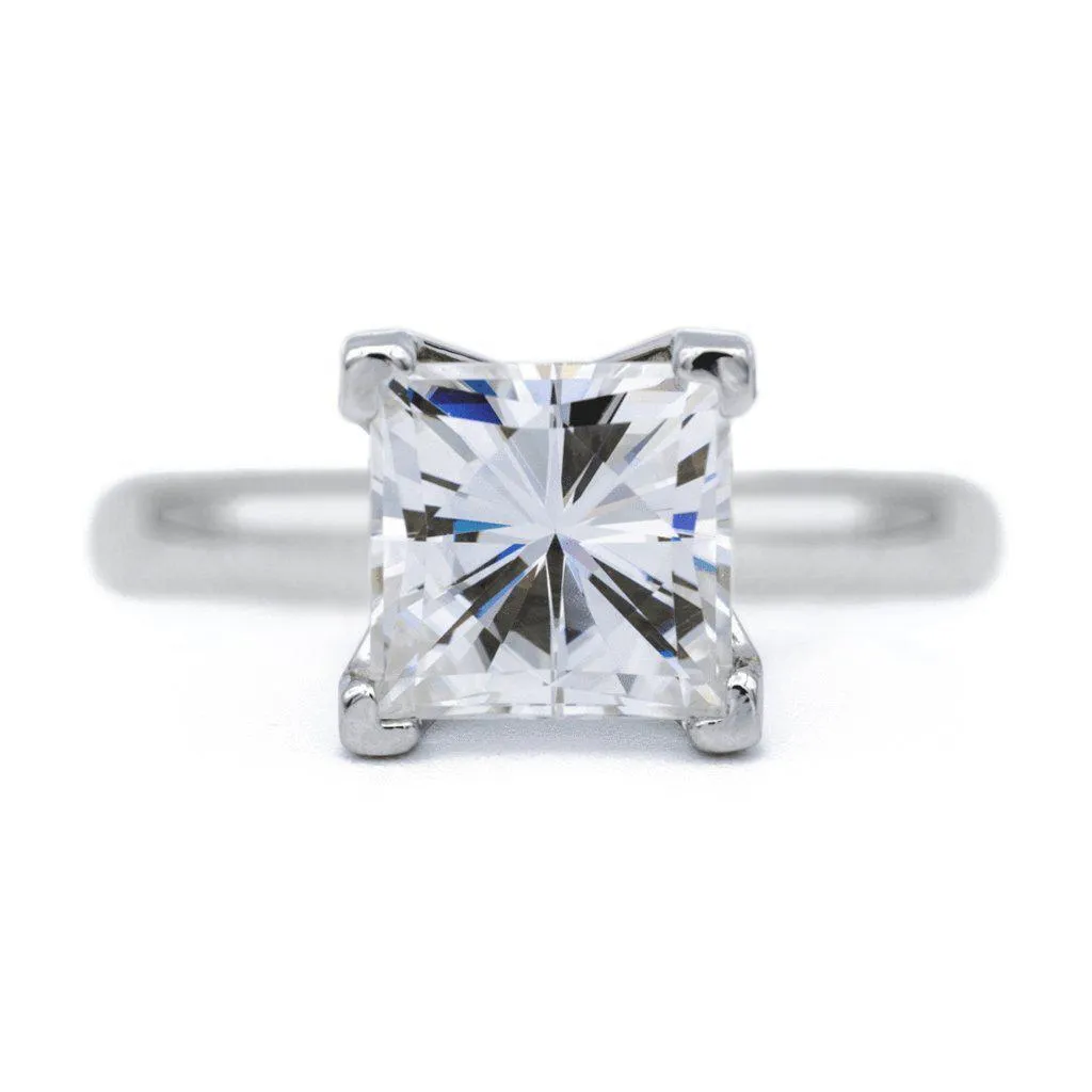 Square Moissanite 4 Prongs FANCY Solitaire Ring