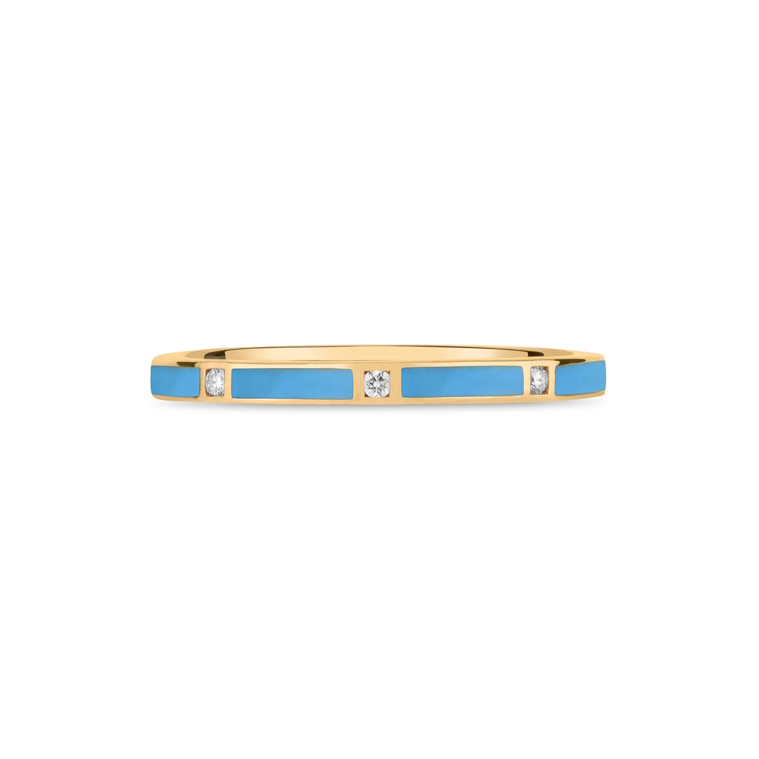 Stackable Blue Enamel Diamond Band