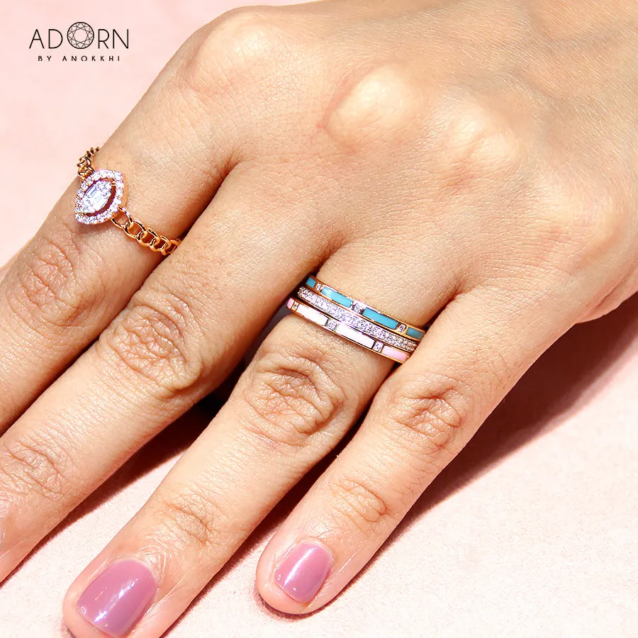 Stackable Blue Enamel Diamond Band