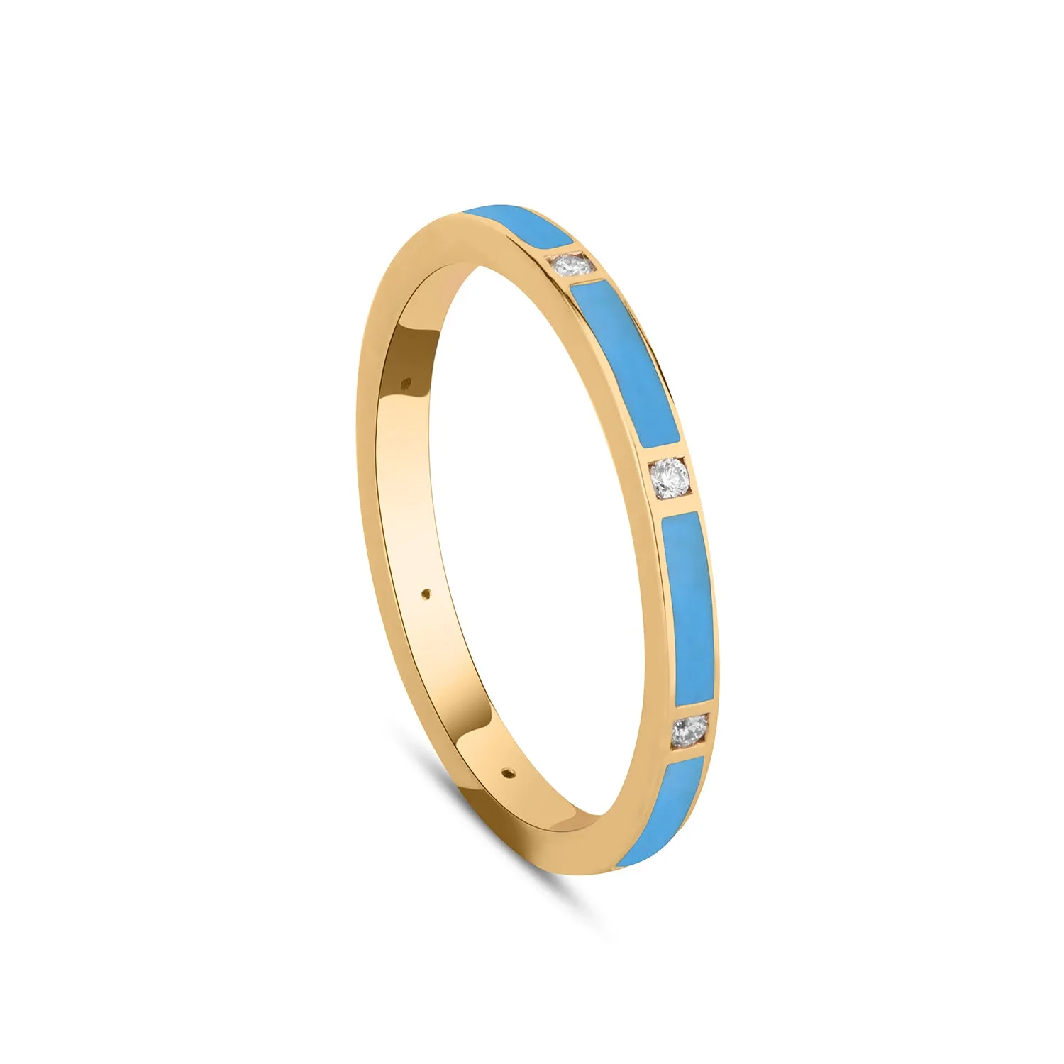 Stackable Blue Enamel Diamond Band