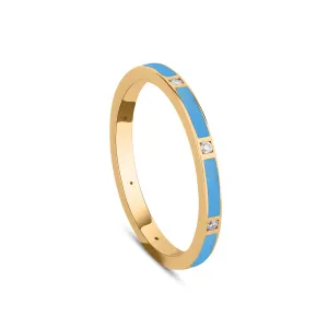 Stackable Blue Enamel Diamond Band