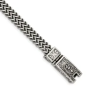Stainless Steel Antiqued and Polished 2-Strand Franco Link 8.5in Bracelet