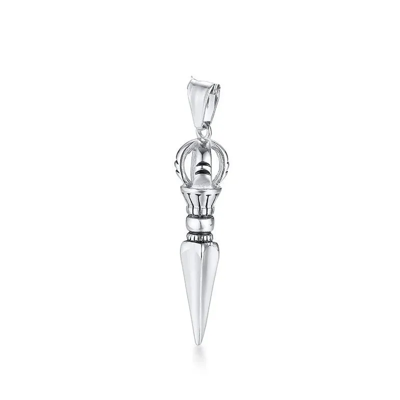 STAINLESS STEEL TIBETAN BUDDHIST PROTECTION PENDANT VAJRA DAGGER PATRON SAINT AMULET NECKLACE