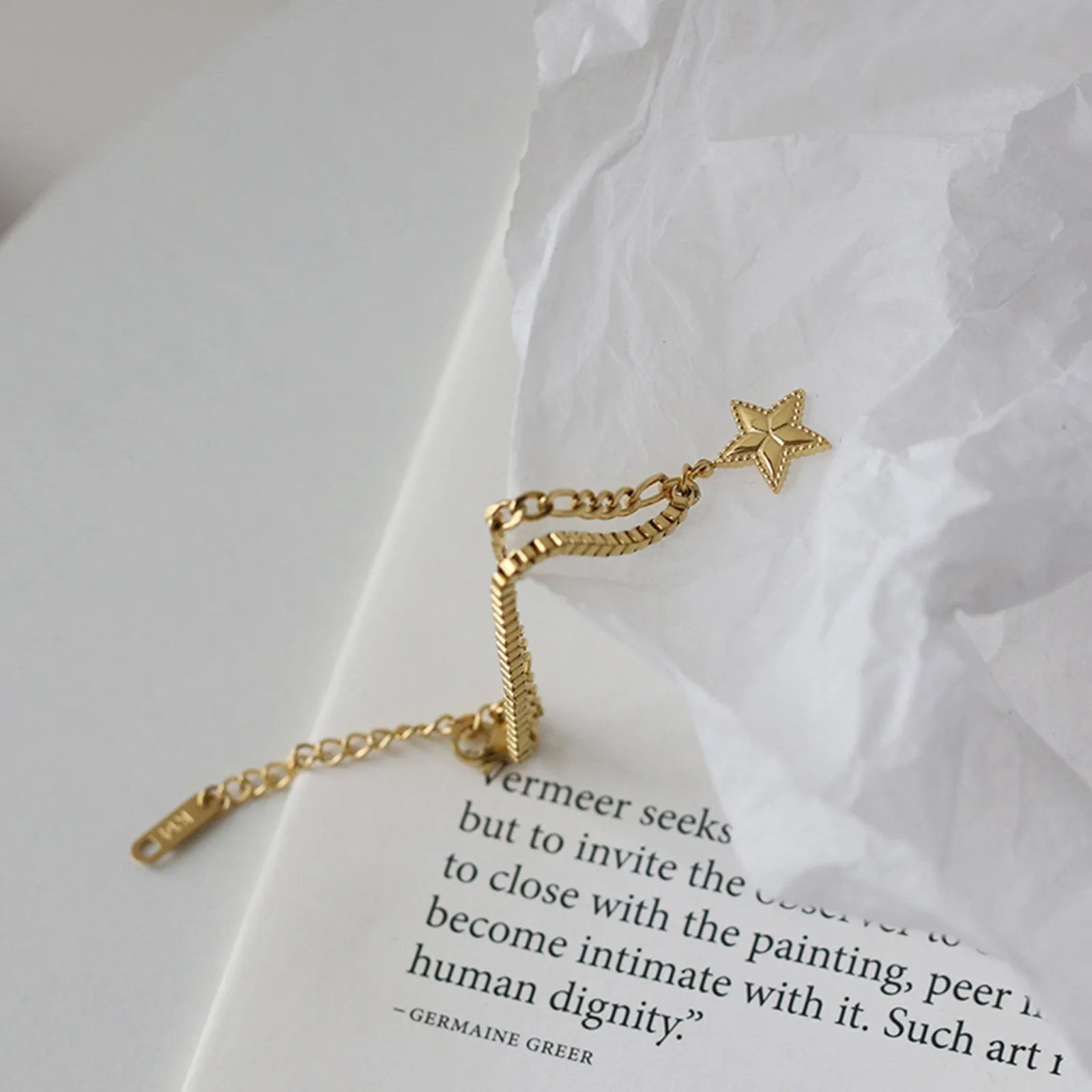 Star Charm with Mixed Cuban Chain Bracelets