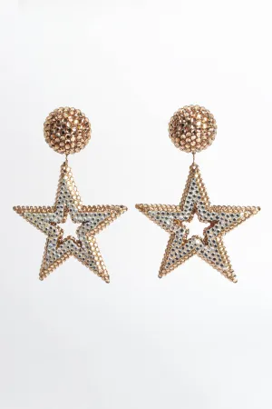 Star Rhinestone Dangle Earrings