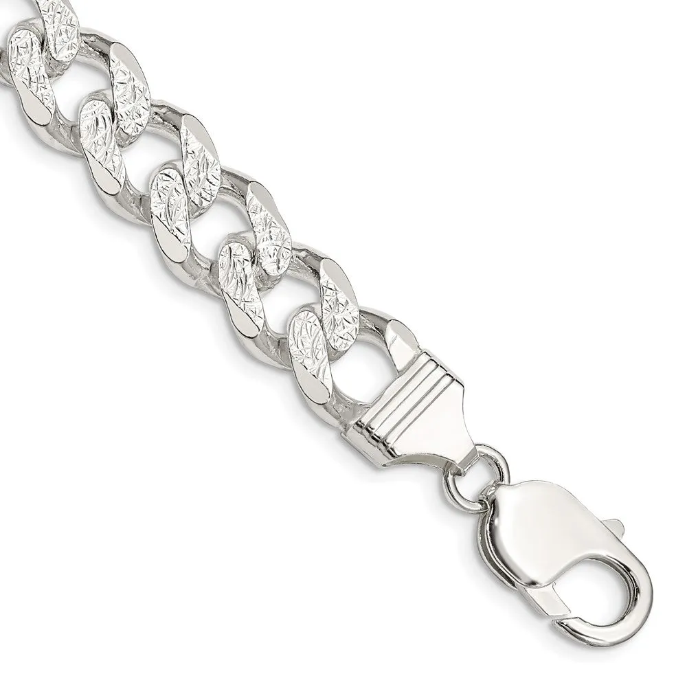 Sterling Silver 10.5mm Pav� Curb Chain