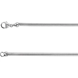 Sterling Silver 3.25mm Round Snake 7" Chain
