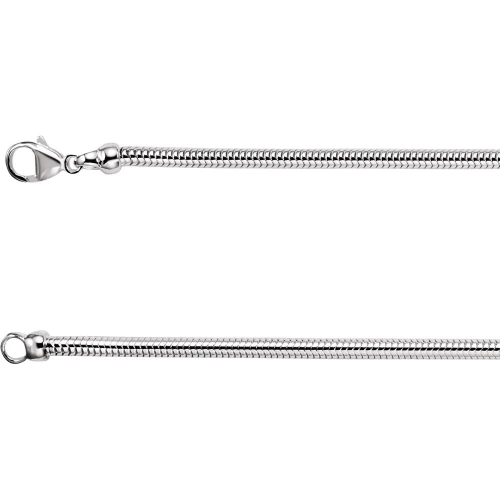 Sterling Silver 3.25mm Round Snake 7" Chain