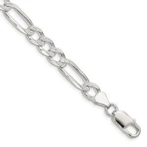 Sterling Silver 7mm Pav� Flat Figaro Chain