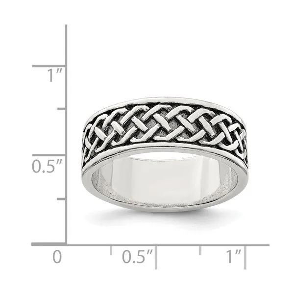 Sterling Silver (8mm) Celtic Weave Design Men's Ring