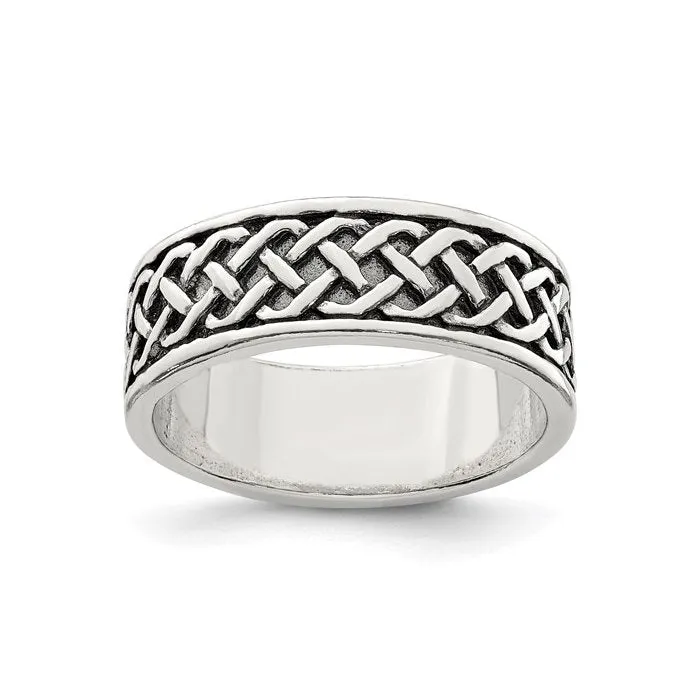 Sterling Silver (8mm) Celtic Weave Design Men's Ring
