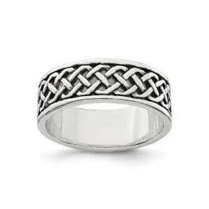 Sterling Silver (8mm) Celtic Weave Design Men's Ring