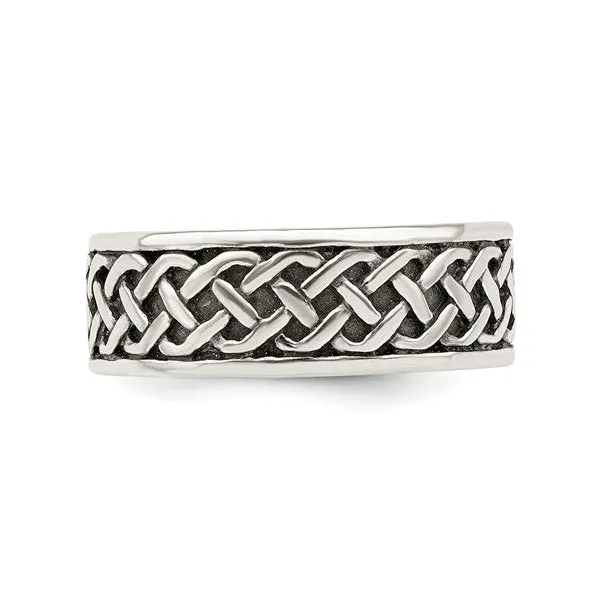 Sterling Silver (8mm) Celtic Weave Design Men's Ring