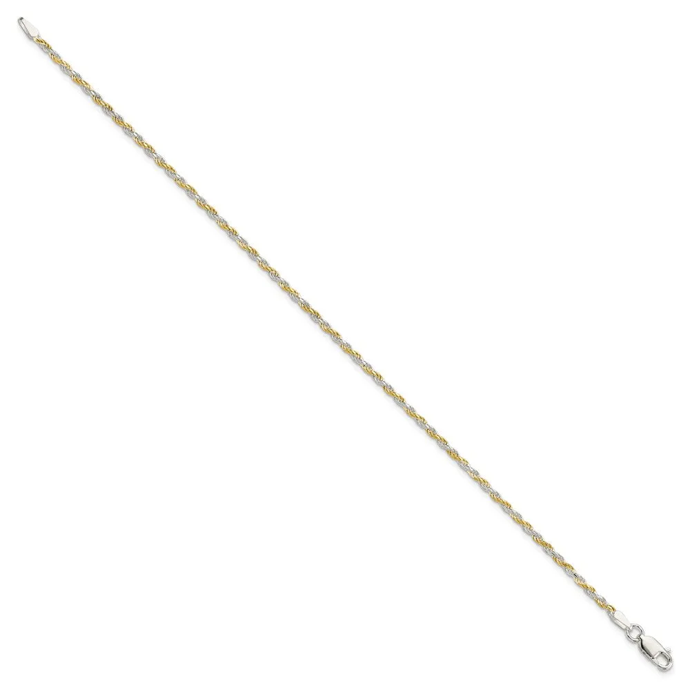 Sterling Silver And Vermeil 1.85mm Diamond-cut Rope Chain