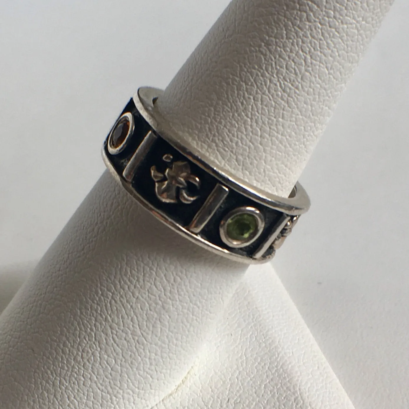 Sterling Silver Black Enamel Band CZs