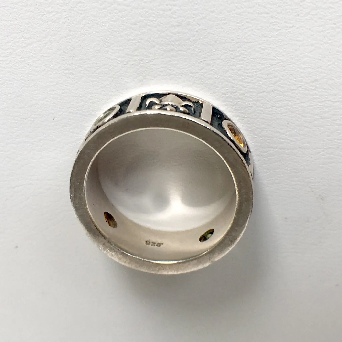 Sterling Silver Black Enamel Band CZs