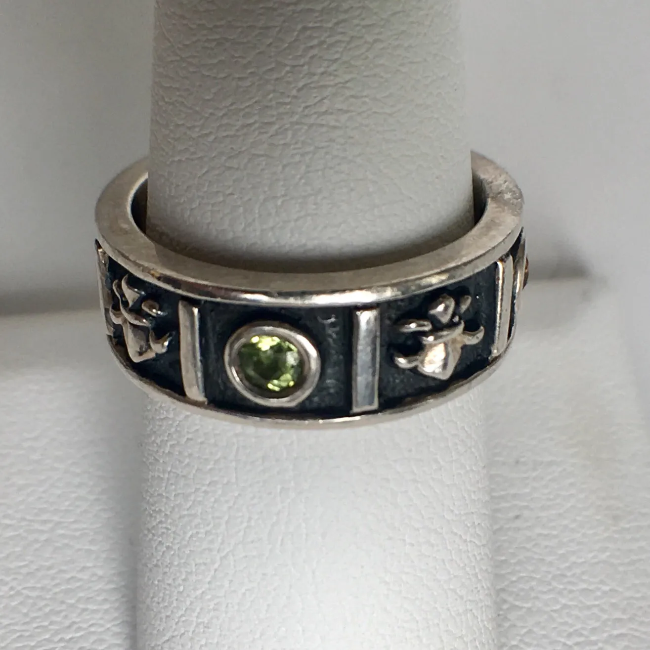 Sterling Silver Black Enamel Band CZs