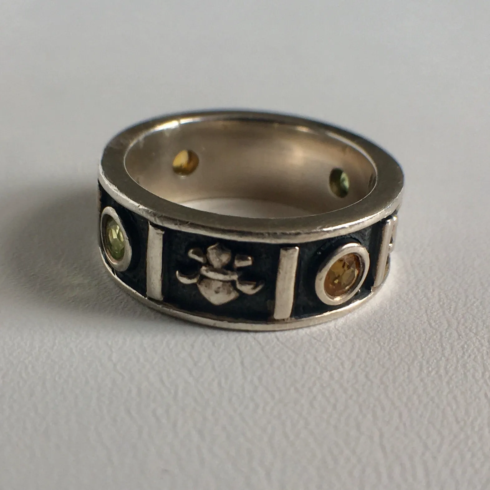 Sterling Silver Black Enamel Band CZs