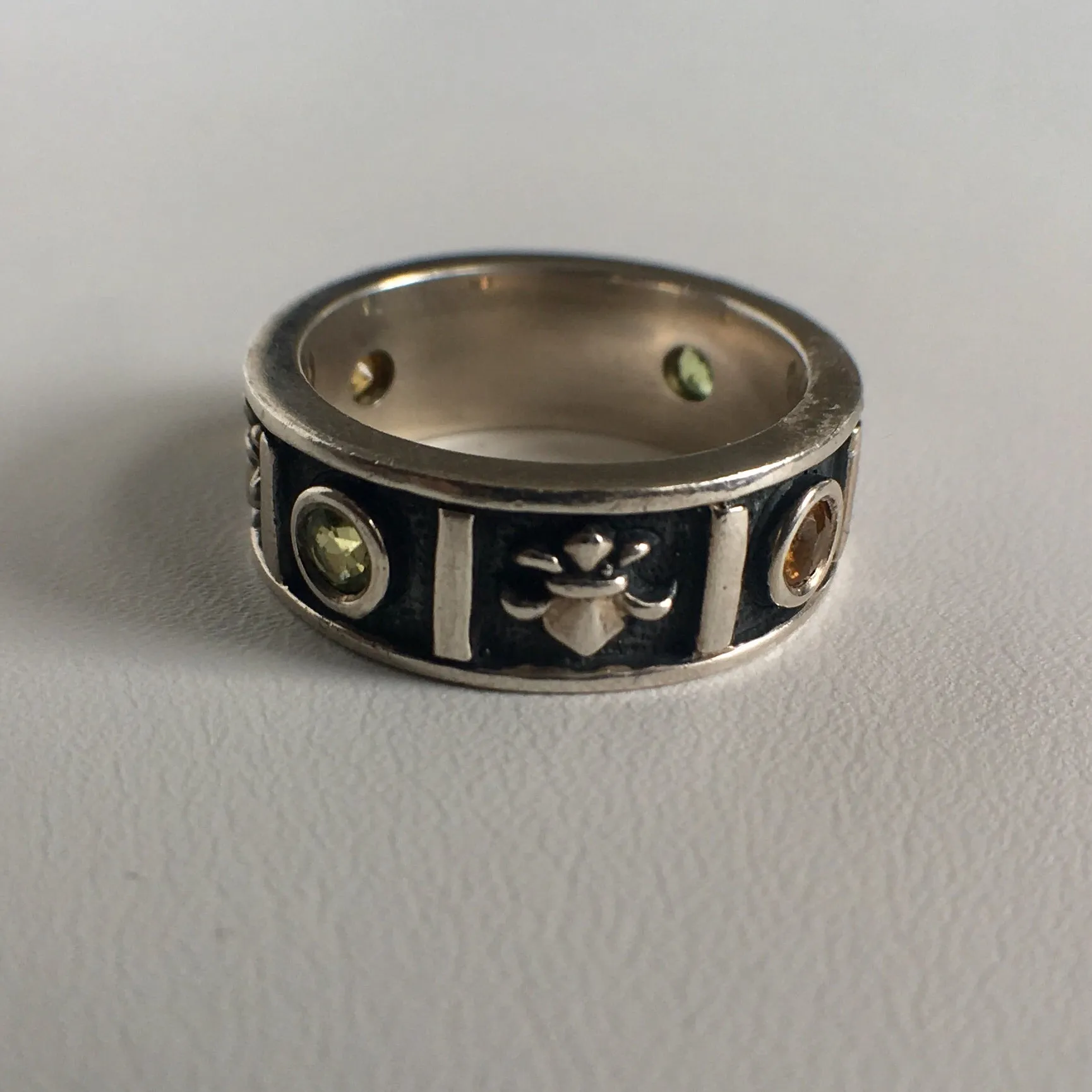Sterling Silver Black Enamel Band CZs
