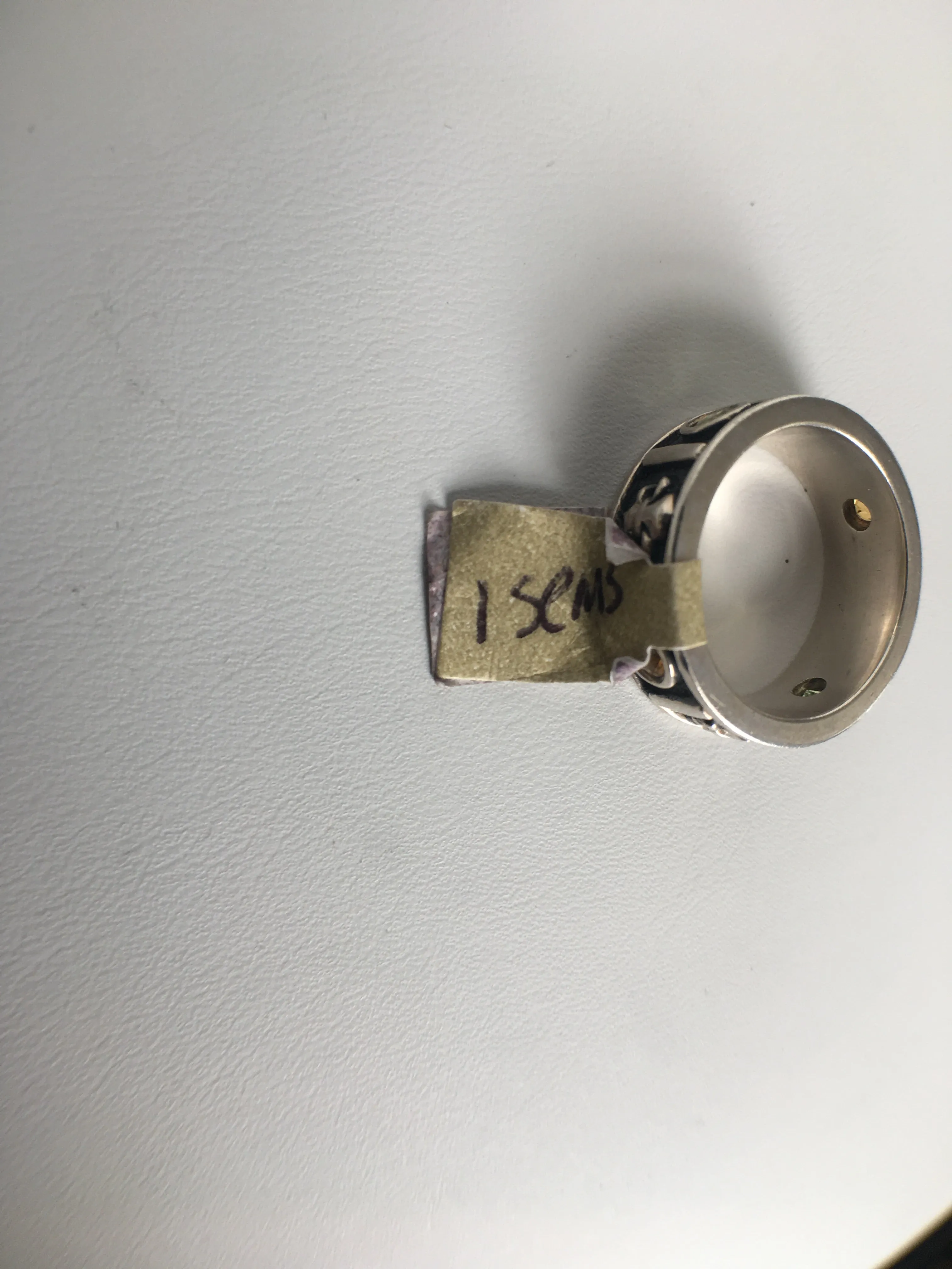 Sterling Silver Black Enamel Band CZs