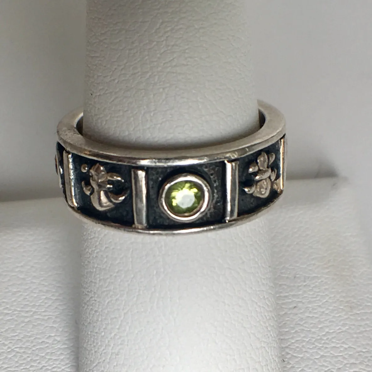 Sterling Silver Black Enamel Band CZs