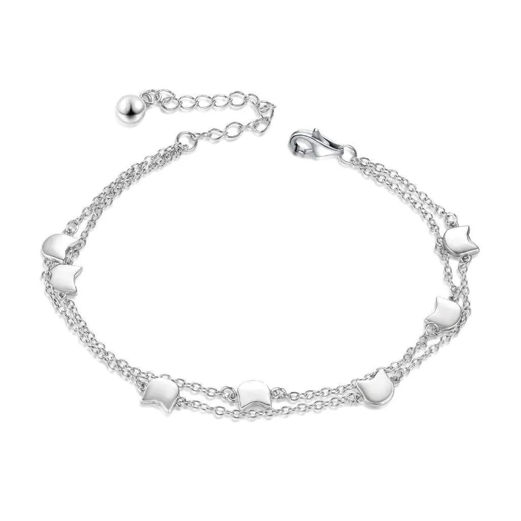 Sterling Silver Cat Charm Bracelet | Cat Bracelet