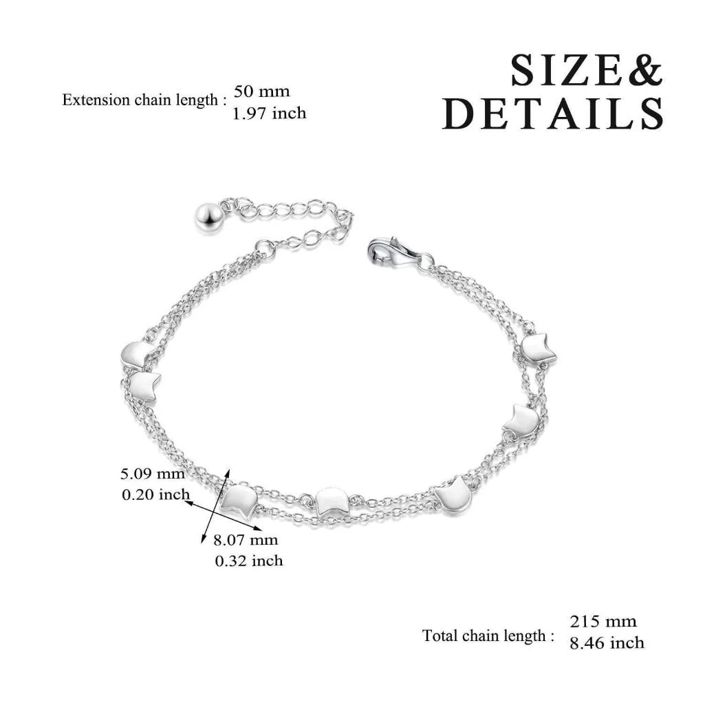 Sterling Silver Cat Charm Bracelet | Cat Bracelet