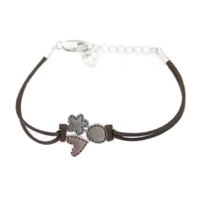 Sterling Silver Enamel dots Heart Flower and circle Polished center Pendant Bracelet