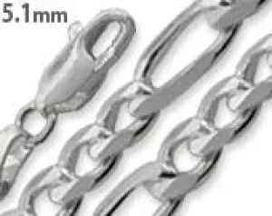 Sterling Silver Figaro Chain 5.1mm