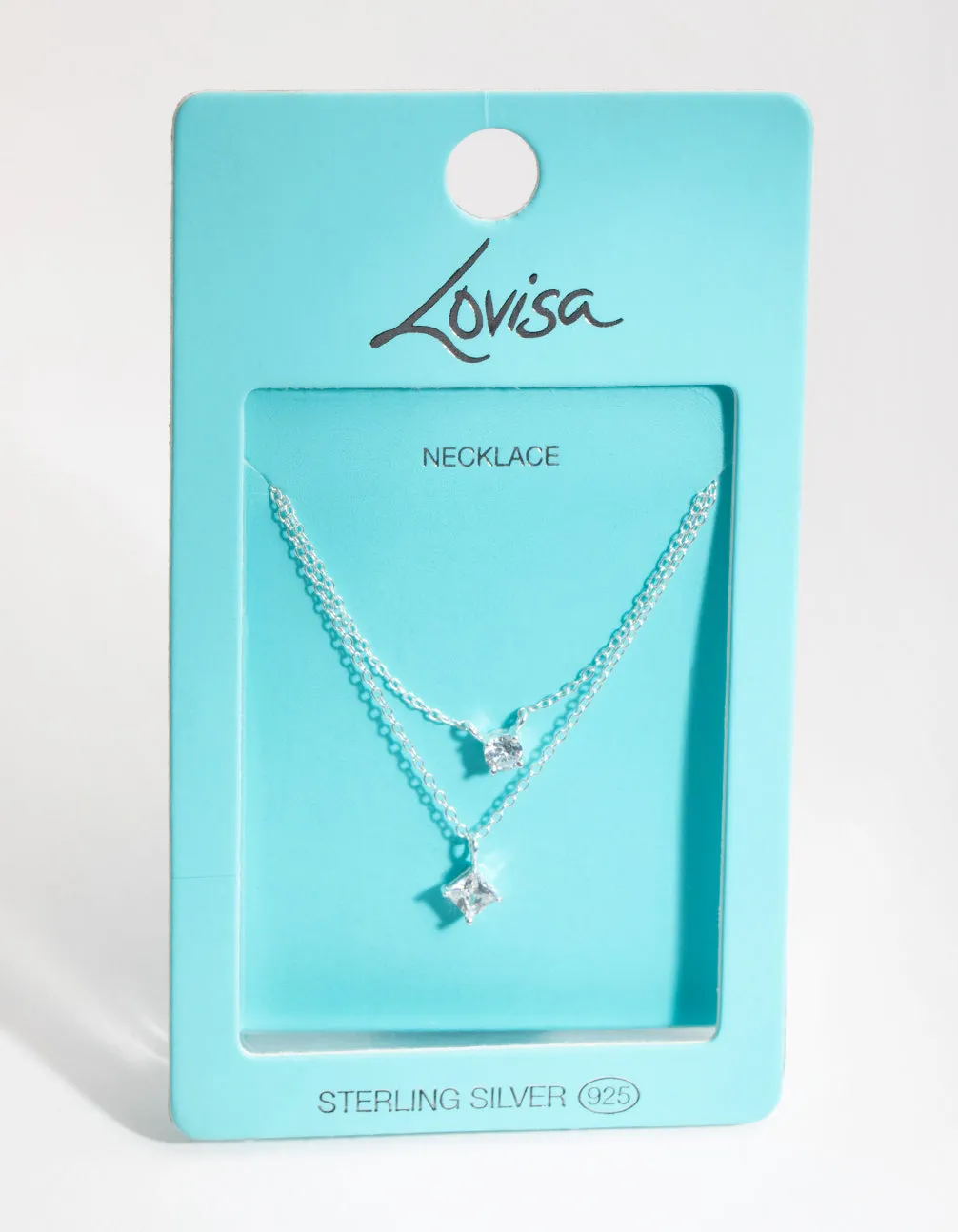 Sterling Silver Mixed Cubic Zirconia Layered Necklace