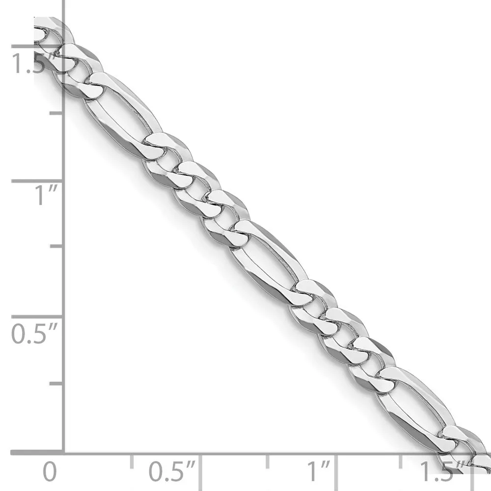 Sterling Silver Rhodium-plated 4.5mm Lightweight Flat Figaro Chain Bracelet