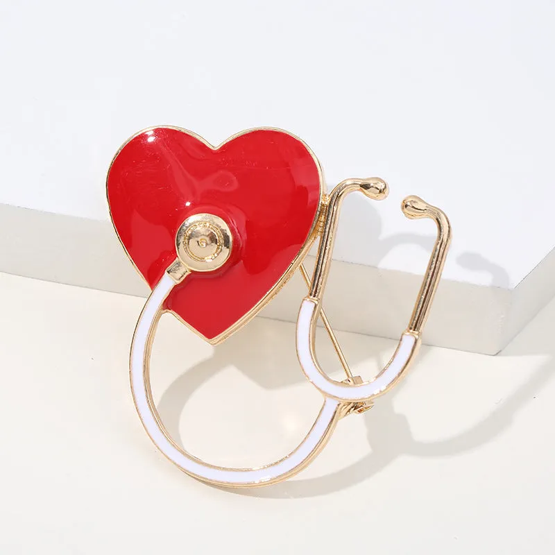 Stethoscope Gold Pin Brooches, Romantic Jewelry Party Metal Lapel Pins