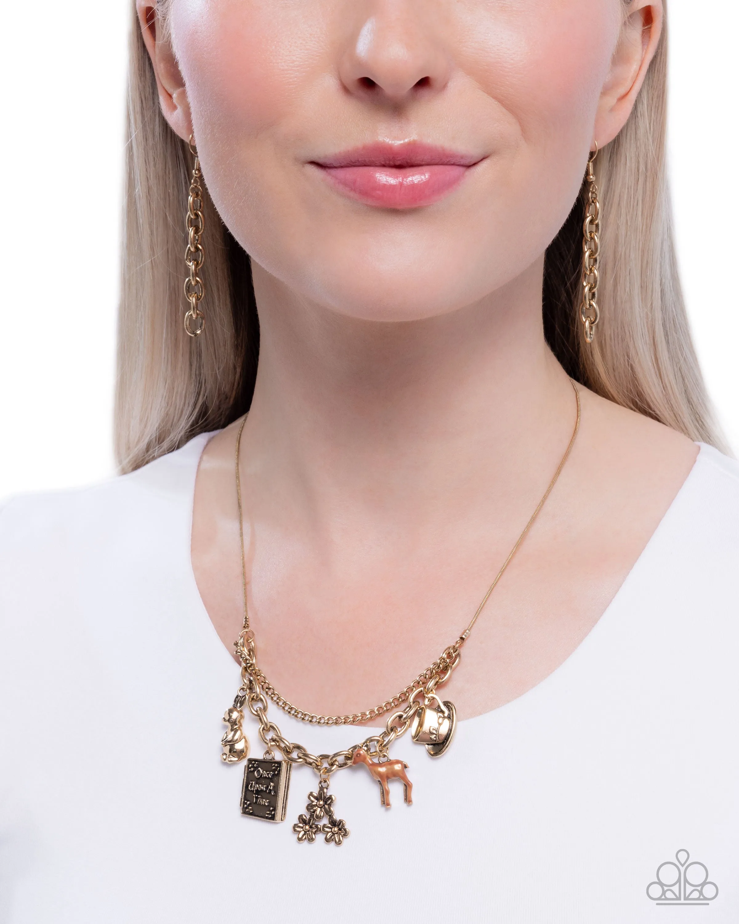 Storybook Setting - Gold - Charm Paparazzi Short Necklace