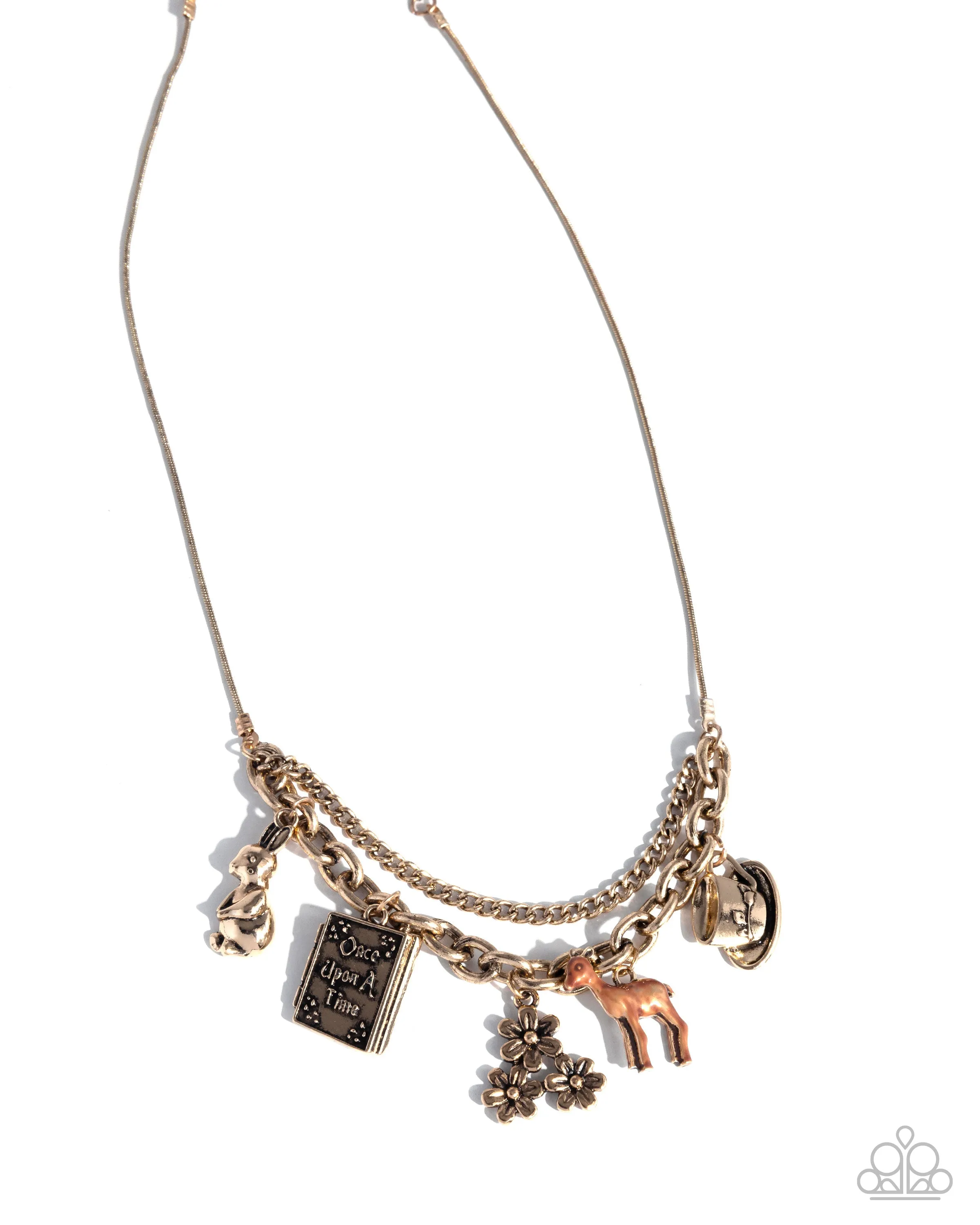 Storybook Setting - Gold - Charm Paparazzi Short Necklace