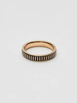 Striped Black Enamel Ring