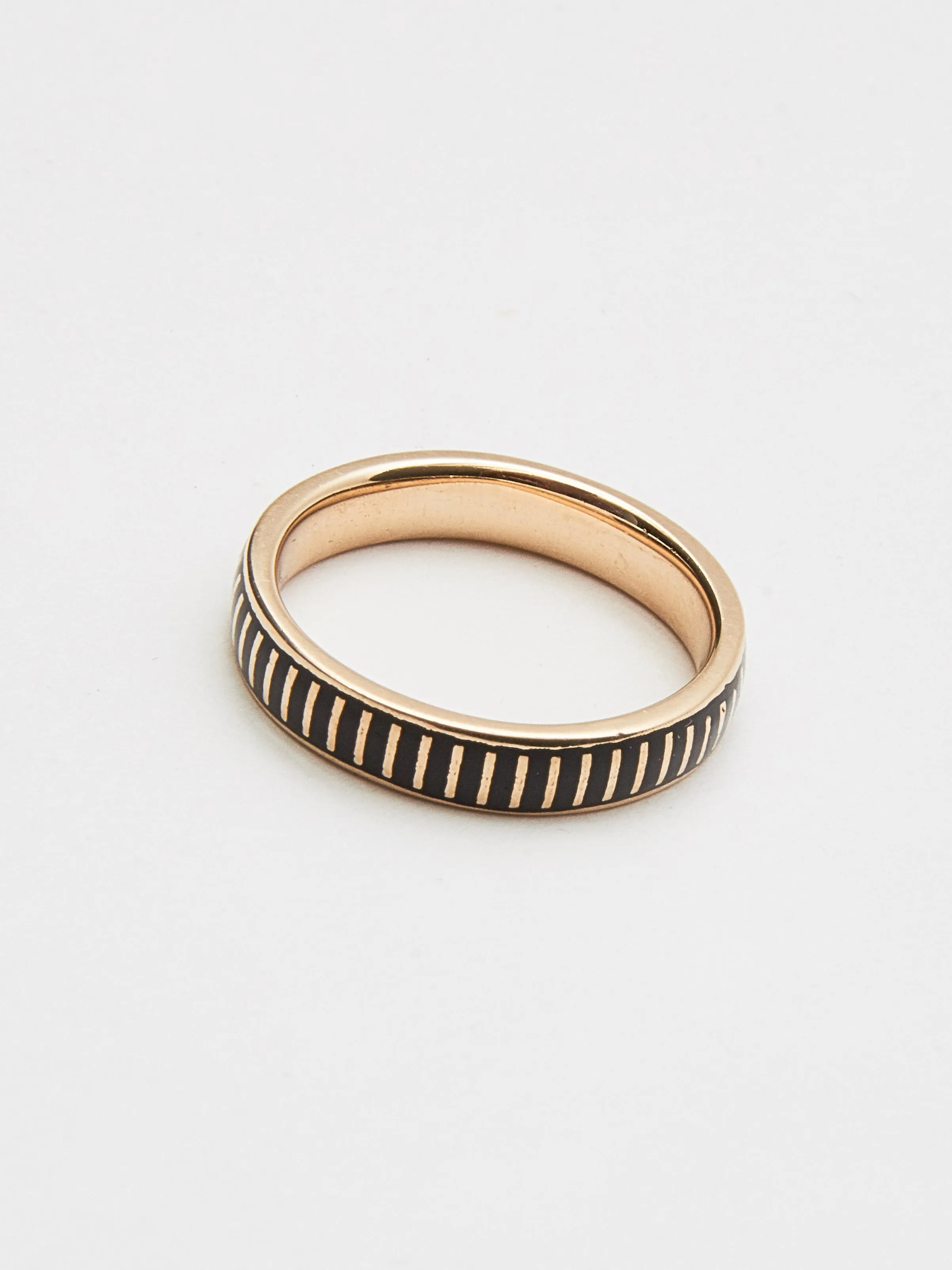 Striped Black Enamel Ring