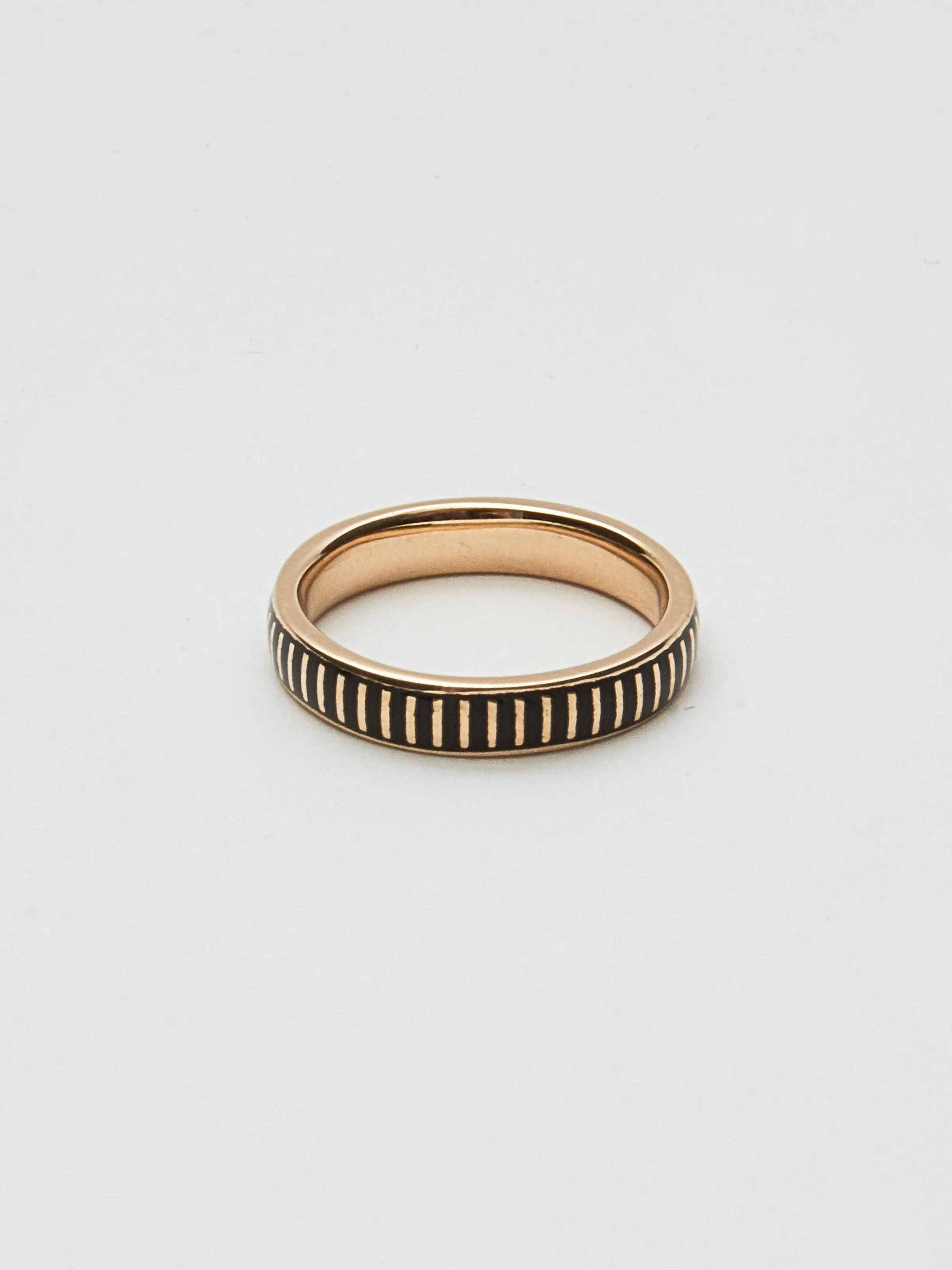 Striped Black Enamel Ring
