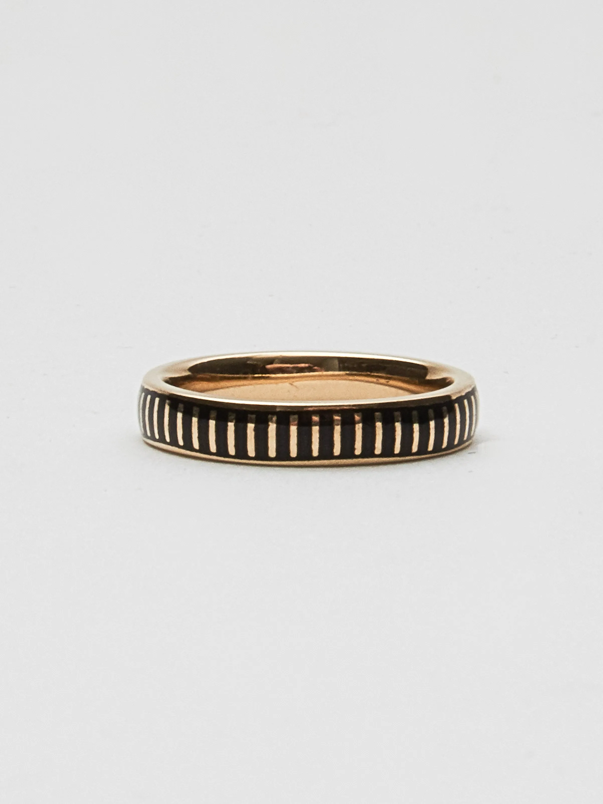 Striped Black Enamel Ring