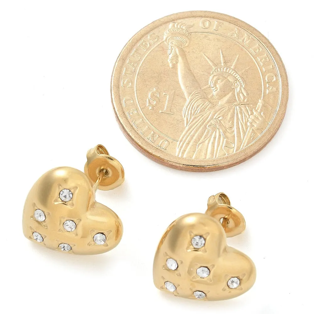 Stud Hearts with Rhinestone