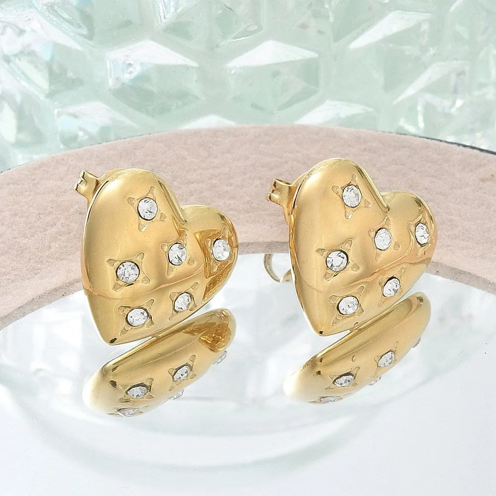 Stud Hearts with Rhinestone