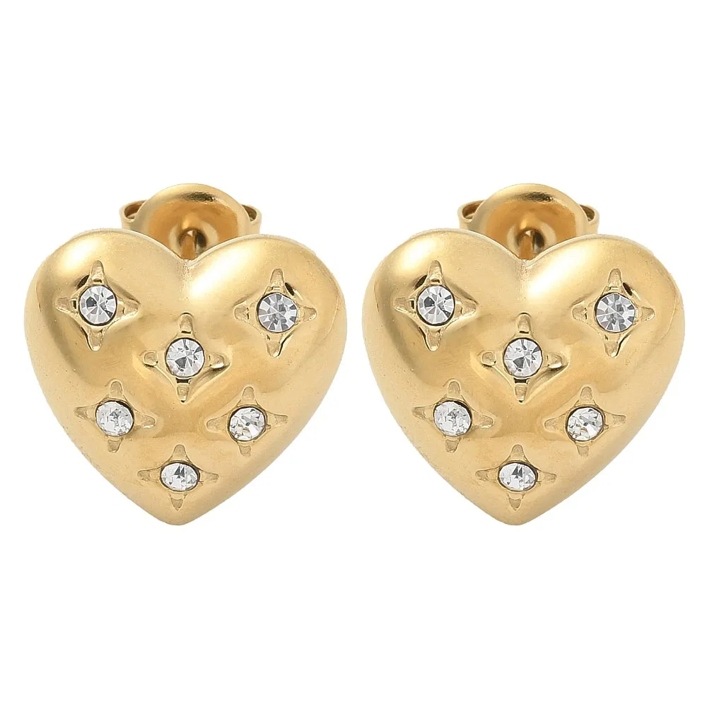 Stud Hearts with Rhinestone