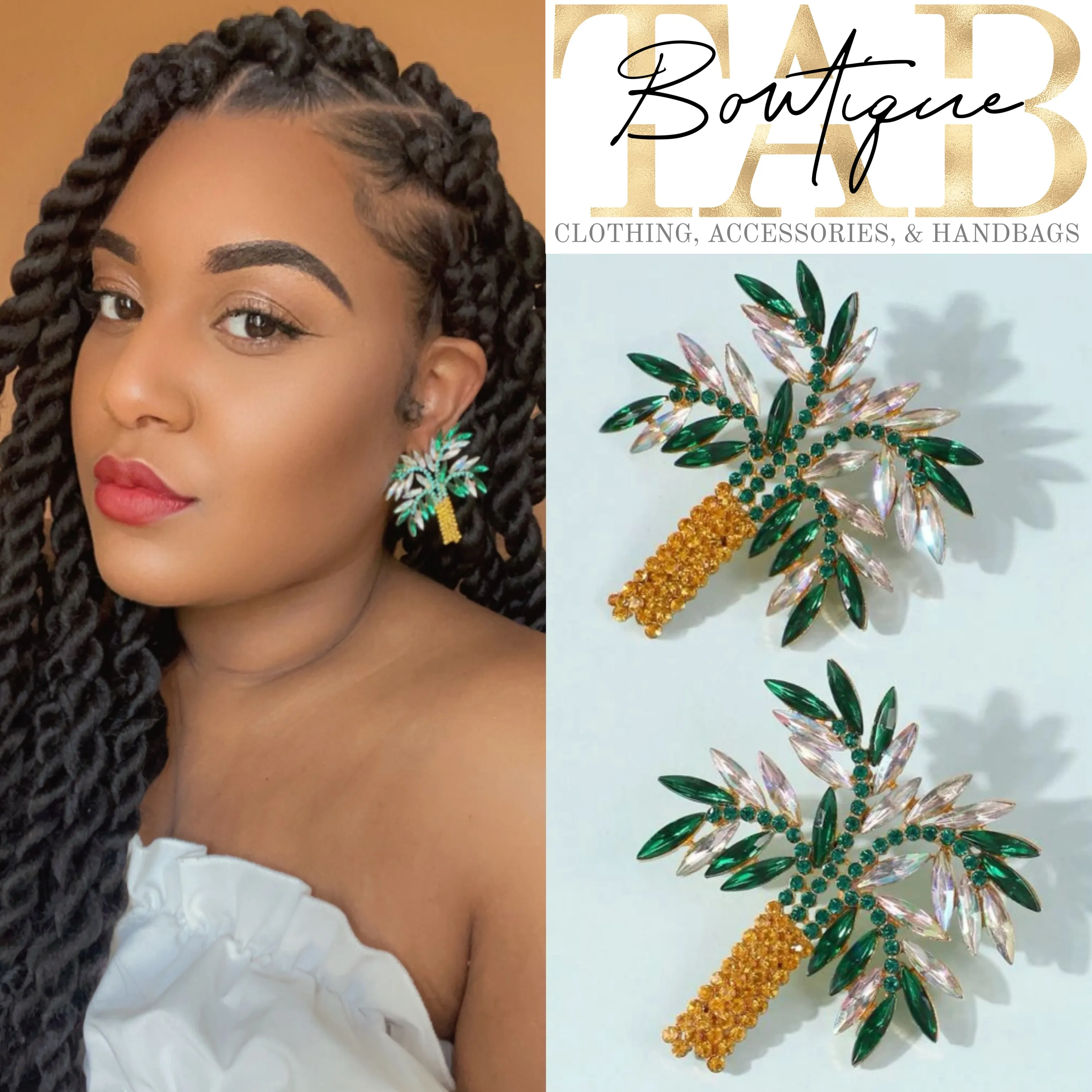 Studded Palm Tree Earrings