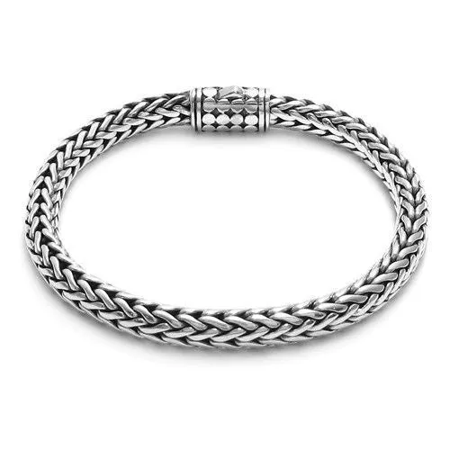 Stunning Sterling Silver Dotted Slide-In Lock Heavy Wheat Chain Bracelet. Available in 3 Lengths.