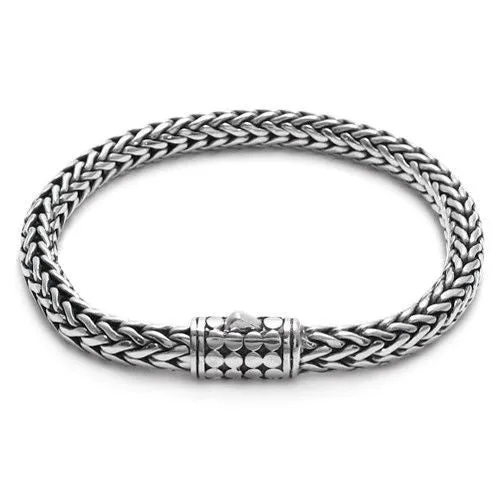 Stunning Sterling Silver Dotted Slide-In Lock Heavy Wheat Chain Bracelet. Available in 3 Lengths.