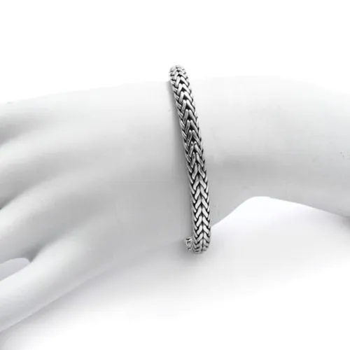 Stunning Sterling Silver Dotted Slide-In Lock Heavy Wheat Chain Bracelet. Available in 3 Lengths.