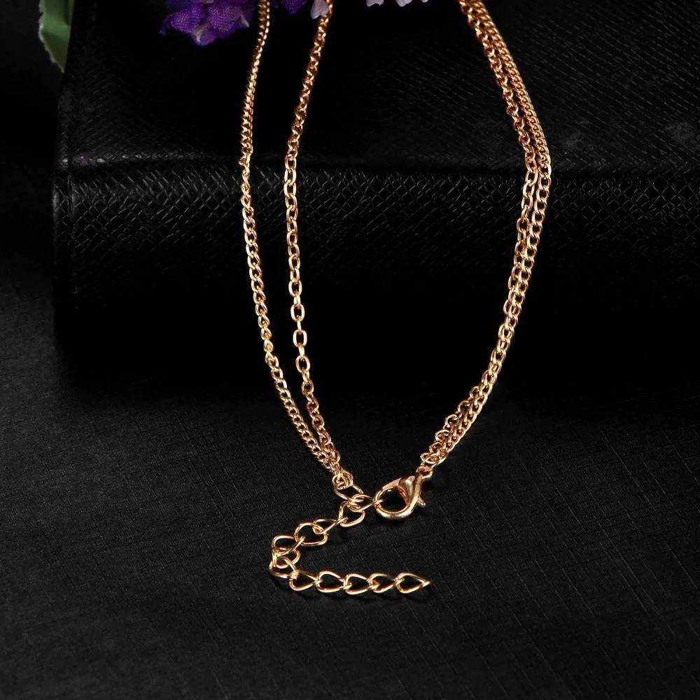 Stylish 2-Layer Marble Chevron Necklace in Black or White with Gold Accent