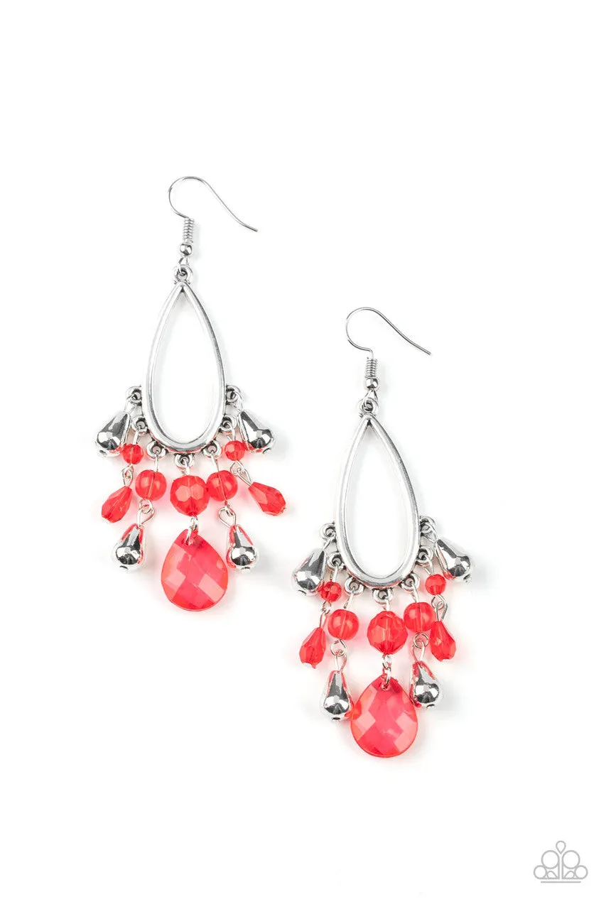 Summer Catch - Red - Beaded Paparazzi Fishhook Earrings
